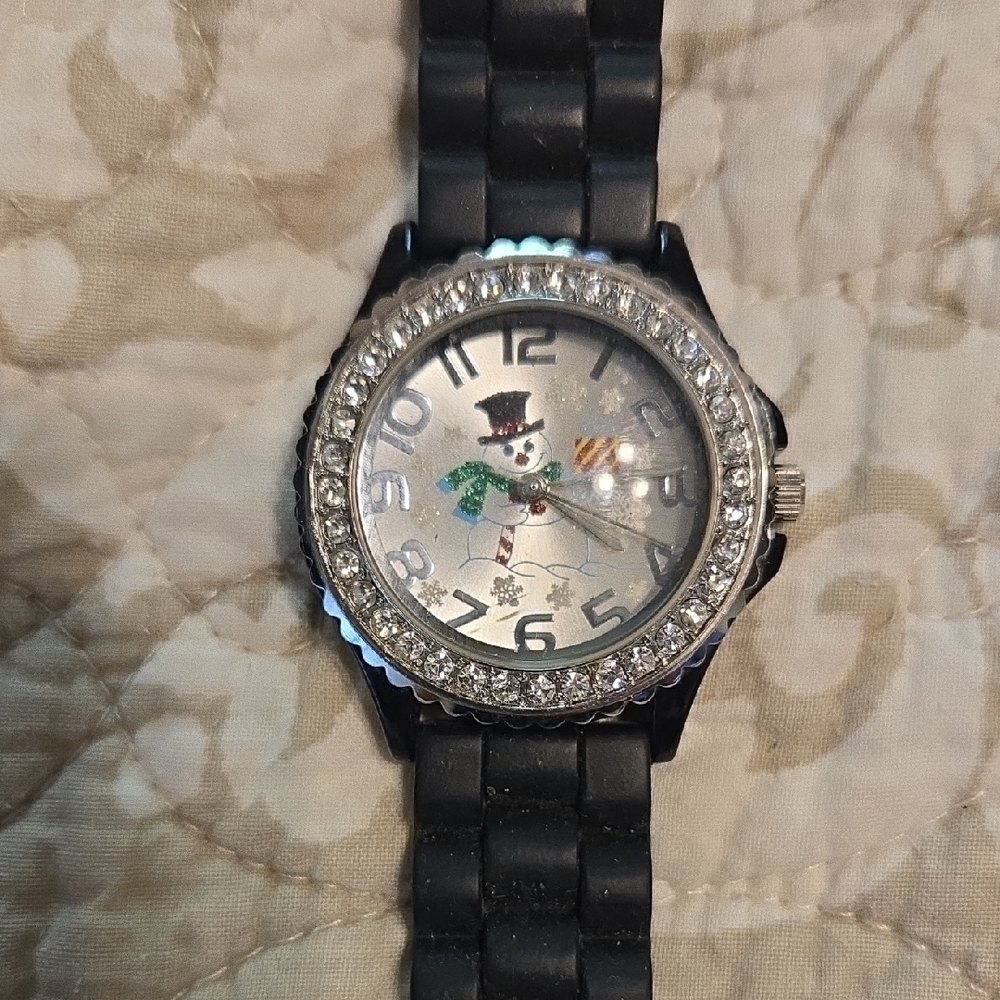 Geneva Black and Silver  Christmas Watch (New Battery)